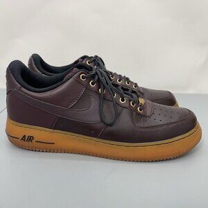Nike Air Force 1 AF1 Sneaker Shoes Low Gum Athletic Leather Deep Burgundy Men 11